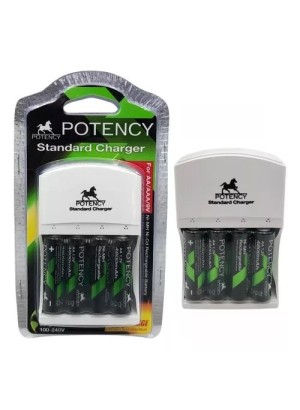 CARREGADOR DE PILHAS COM 4 PILHAS POTENCY TB-08-0958