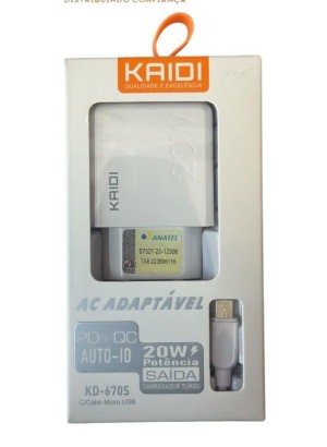 CARREGADOR V8 20W KD-670S KAIDI (R#)