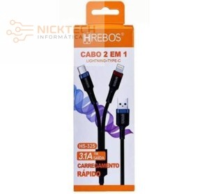 CABO 2 EM 1 PARA IOS/TIPO C HS-325 (R#)