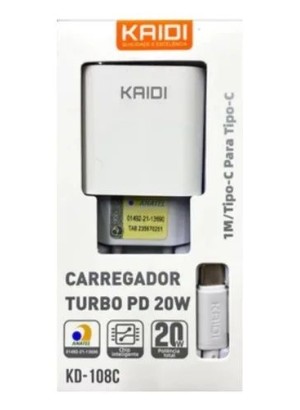 CARREGADOR TURBO TIPO C PARA TIPO C KD-108C (R#)