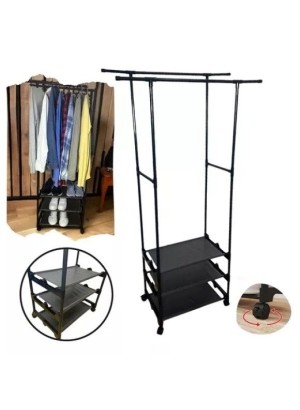 ARARA COM 3 PRATELEIRA E CABIDEIRO DUPLO