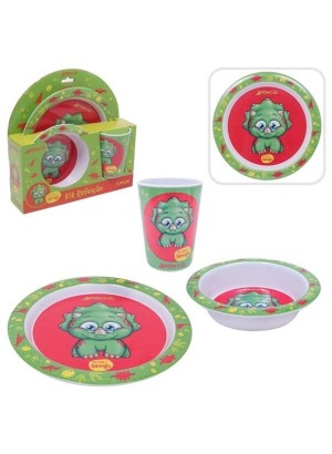 Kit de Refeição Infantil com 3 peças - Menino Dinossauro Samigo